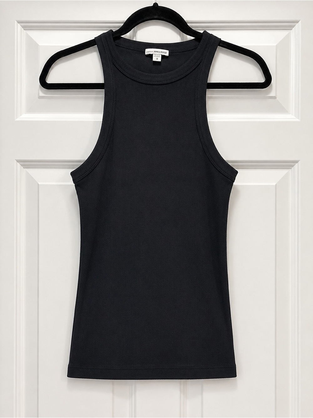 James Perse Black Rib Tank with High Neck - Picture 2 of 4